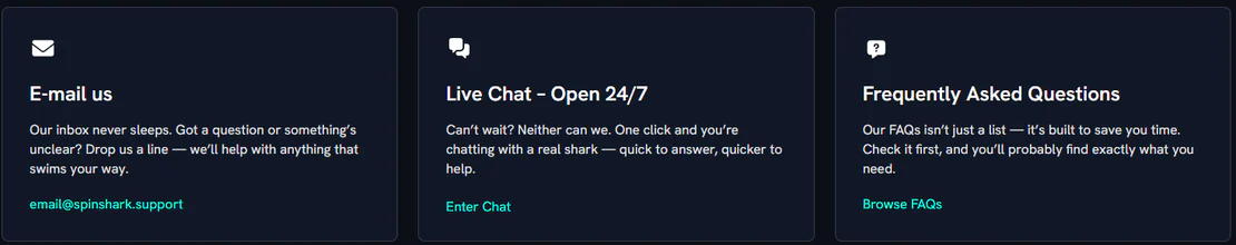 spinshark casino support